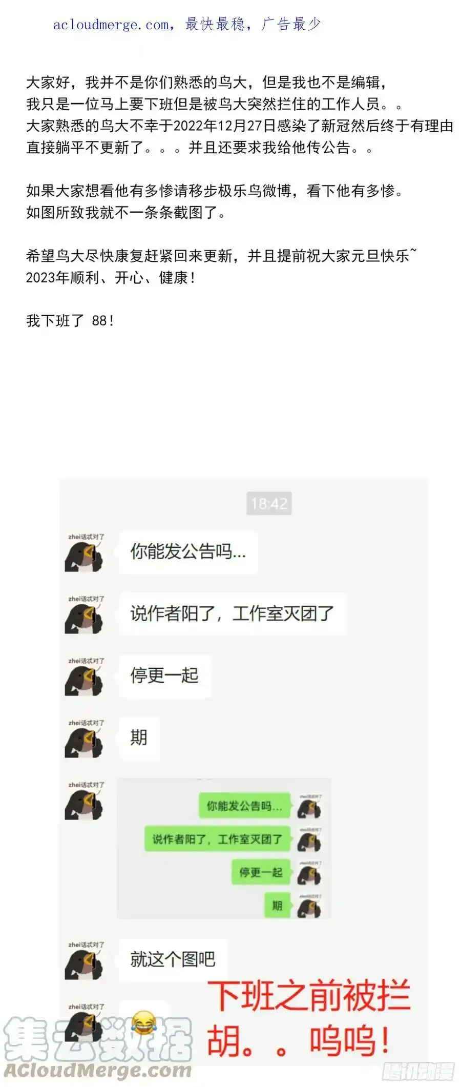 停更公告之作者阳了0