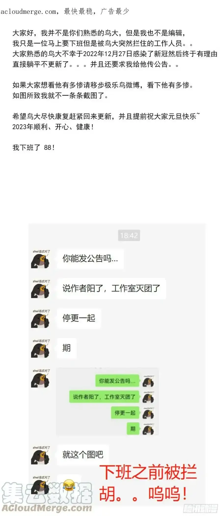 停更公告之作者阳了2